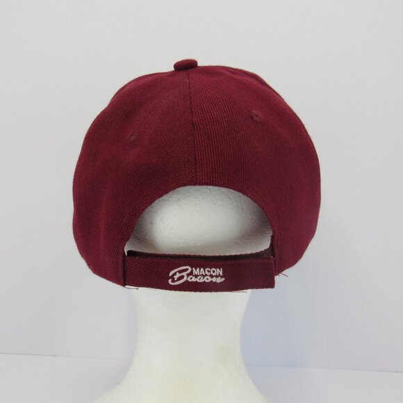 Macon Bacon Embroidered Logo Men's Burgundy Adjustable Strap Back Cap Hat - Picture 6 of 8